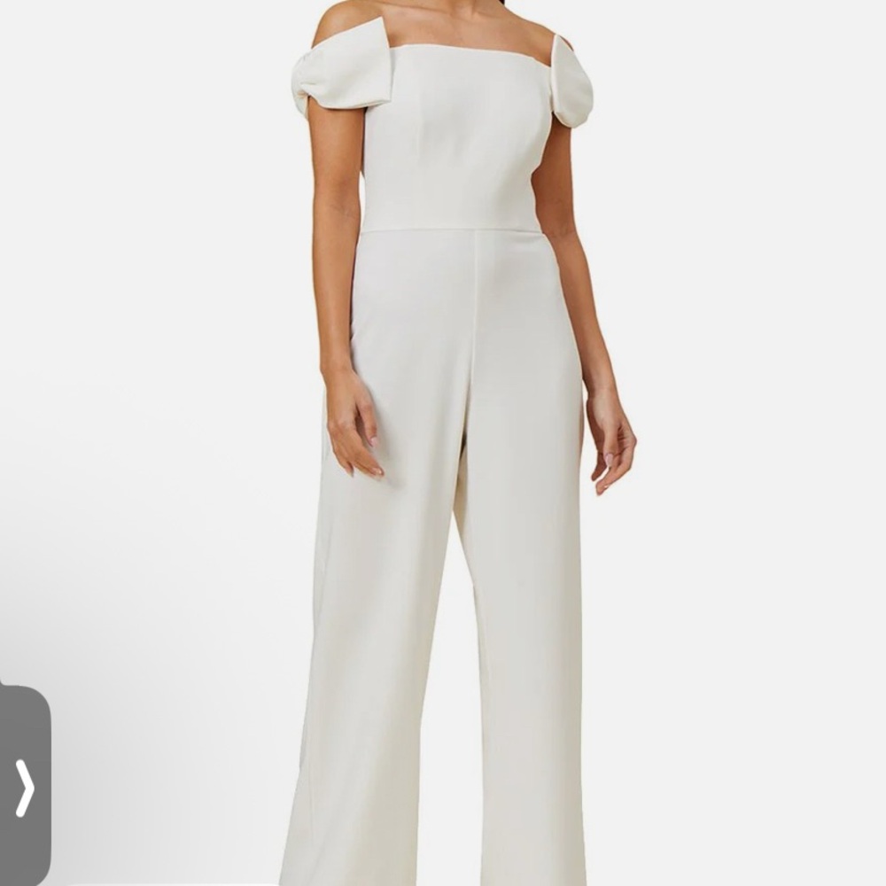 Adrianna Papell Cream Off-Shoulder Jumpsuit